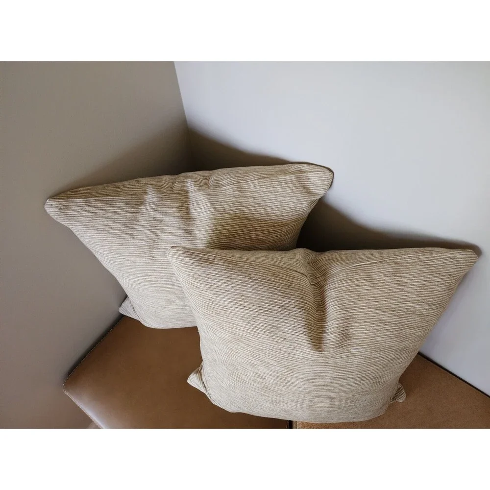 2 -‎ Roth & Tompkins Woven 20x20 Throw Pillow Covers Zippered Toffee Damask NEW
